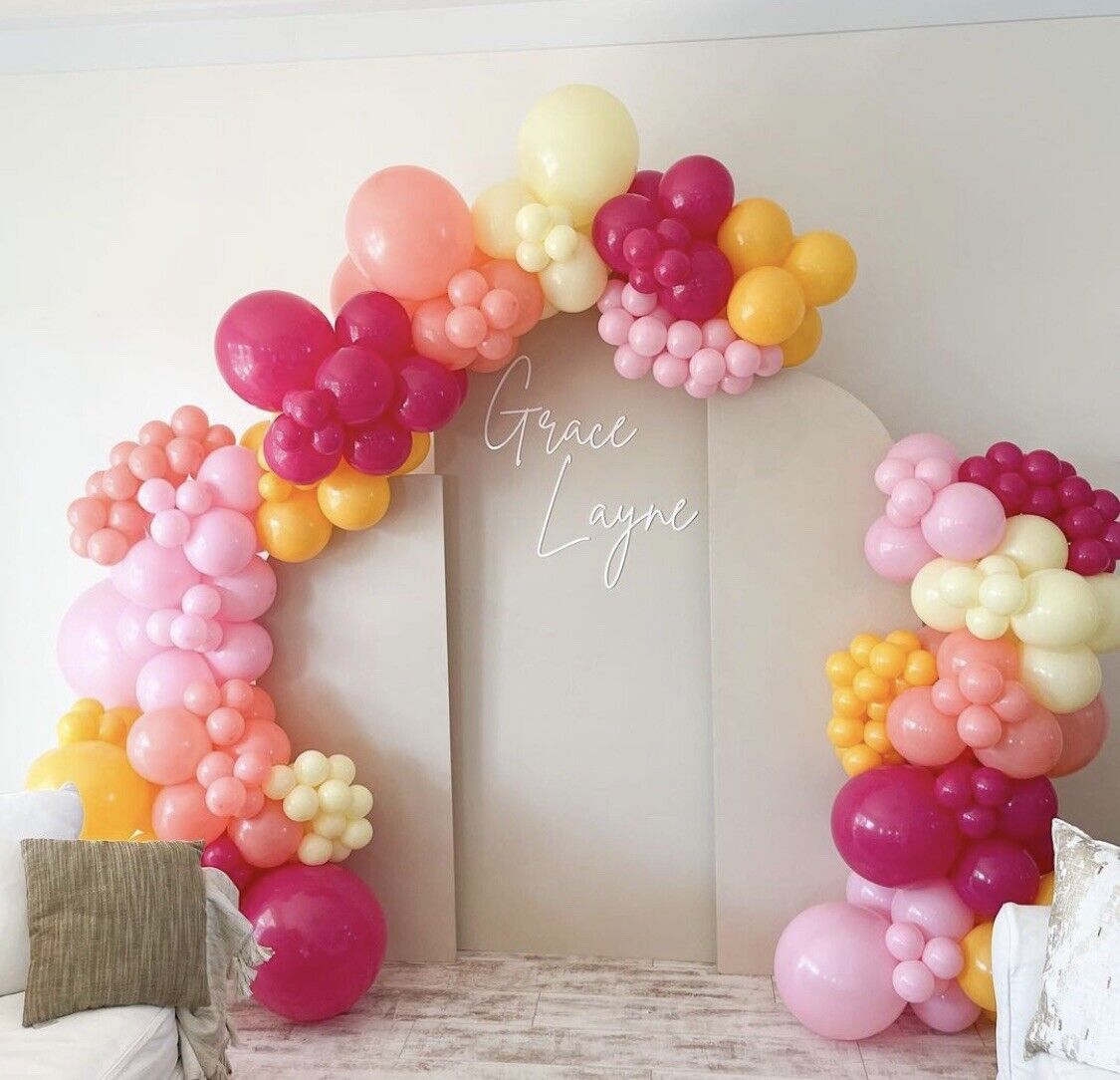 Pink Orange Balloon Arch Garland Kit Baby Shower Wedding Birthday Party