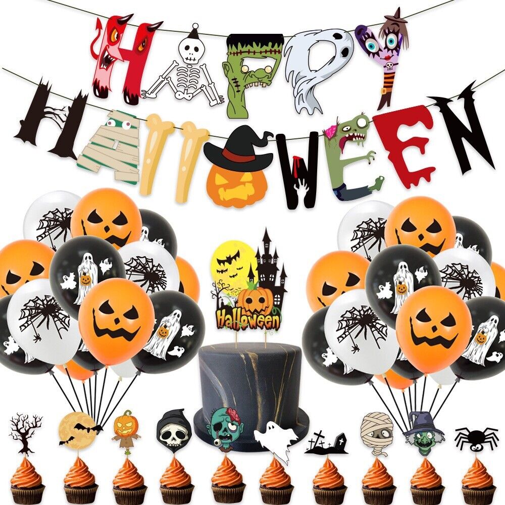 Halloween Banner Cake Topper balloon party set AU STOCK