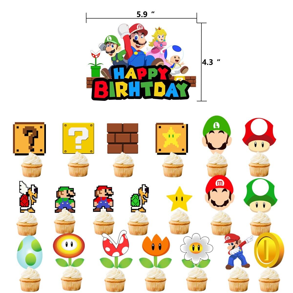 super mario Balloons Happy birthday KIDS banner  party set decor AU ST