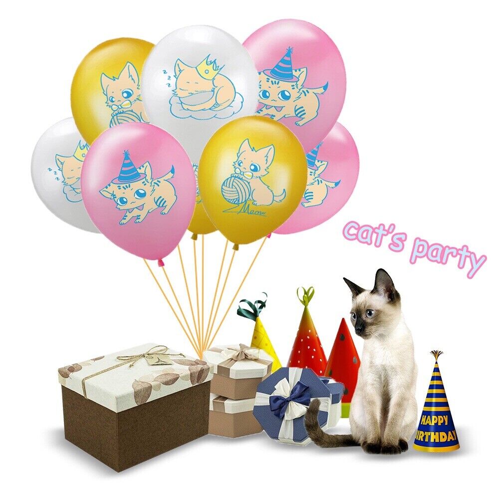 12 ps kitty Latex Balloons 12" Party Fun DECOR AU STOCK cat pet tracked deliver