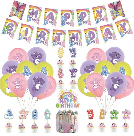 CareBears Happy birthday banner balloon party set AU STOCK