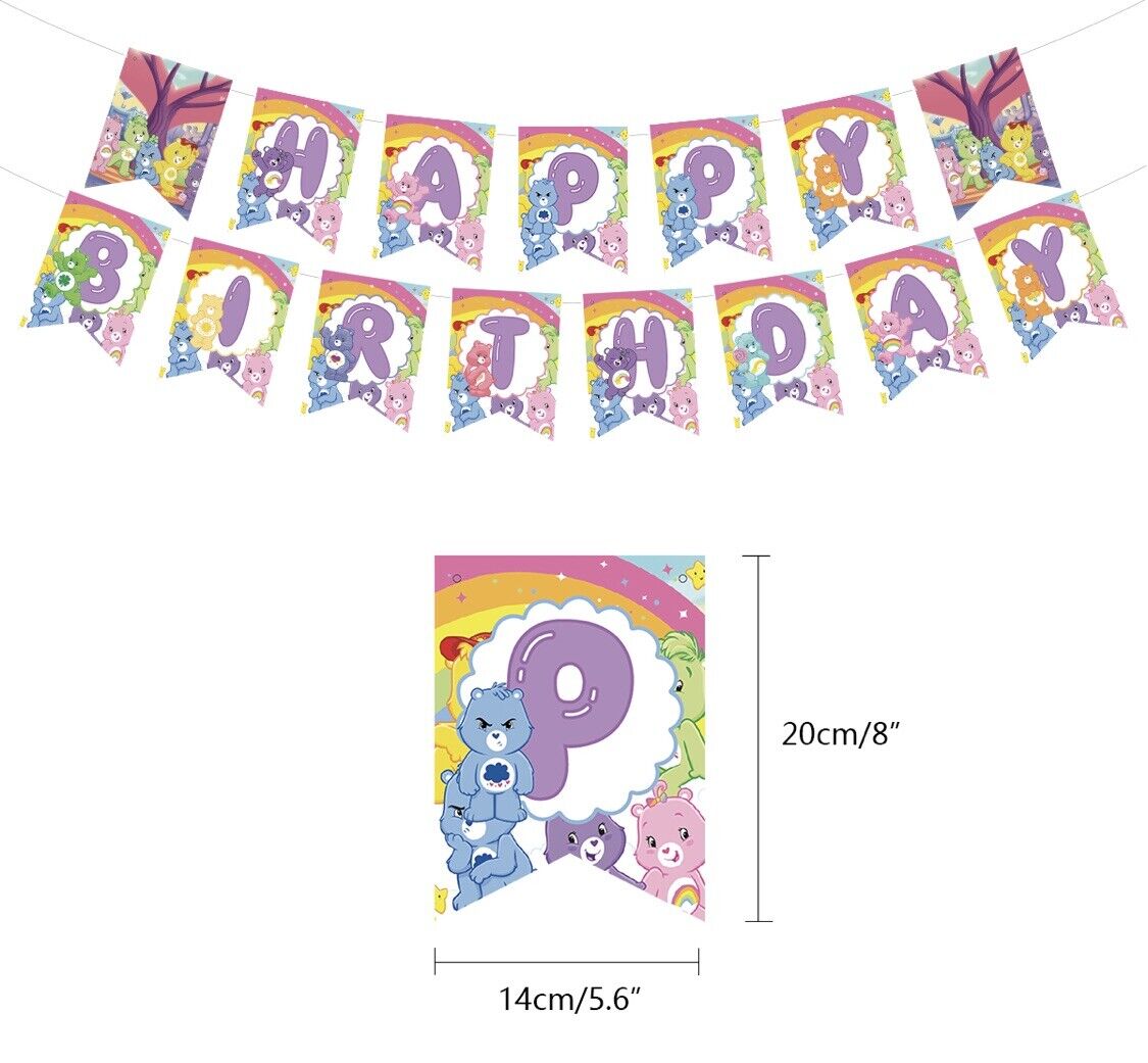 CareBears Happy birthday banner balloon party set AU STOCK