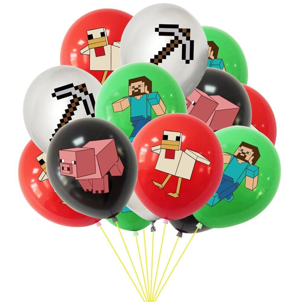 minecraft kids Happy birthday banner balloon party set cake topper fun AU STOCK