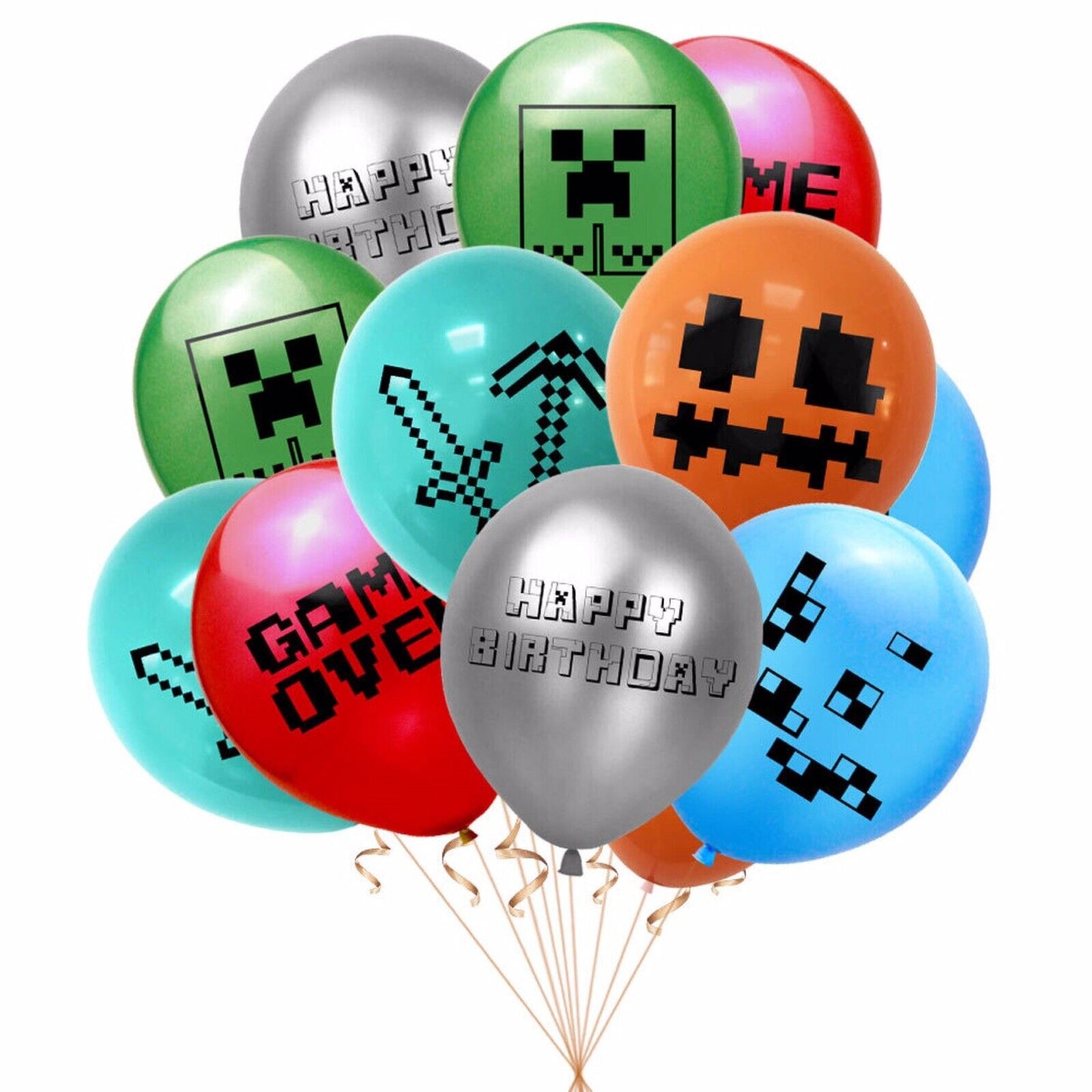 MINECRAFT Happy birthday banner Foil balloon party set AU STOCK