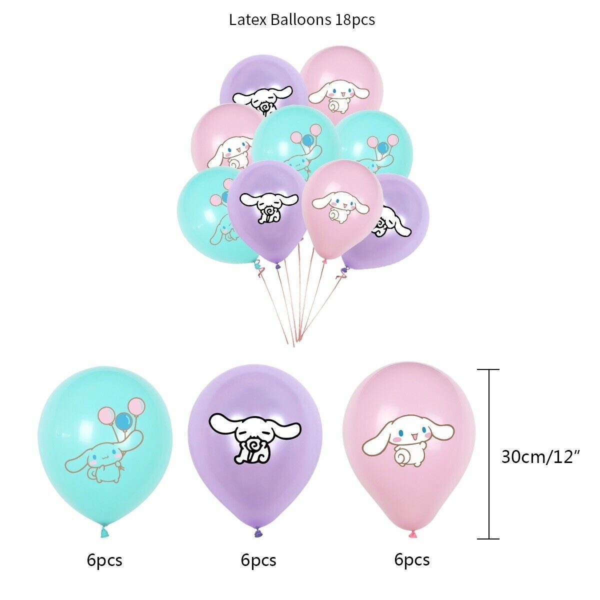 Cinnamoroll sanrio balloons 12ps 12" latex happy birthdayparty fun kids decor au