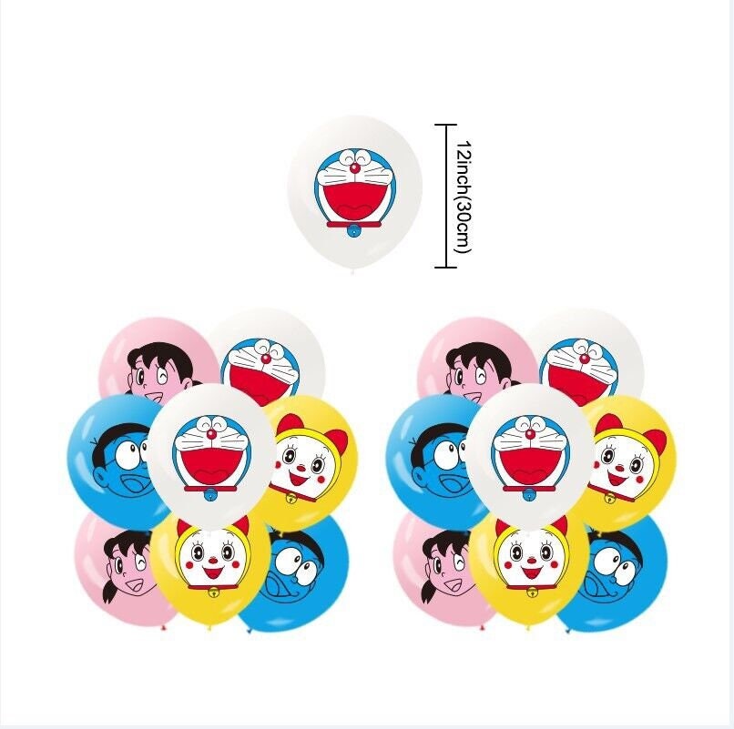 Doraemon happy birthday kids banner balloon party set decor cake topper au stock