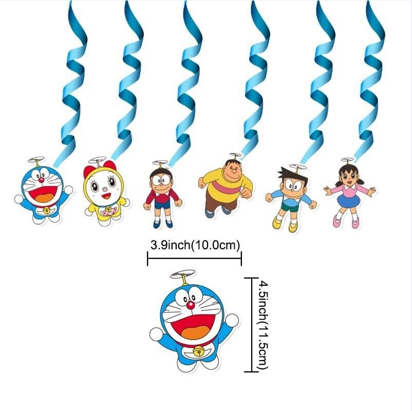 Doraemon happy birthday kids banner balloon party set decor cake topper au stock