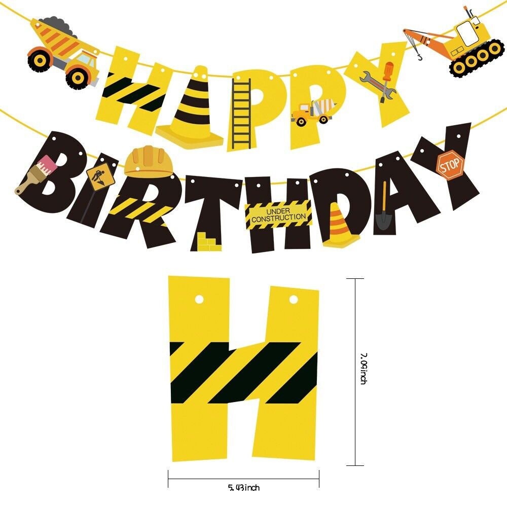 Dump truck balloons happy birthday kids banner  party set decor cake topper au