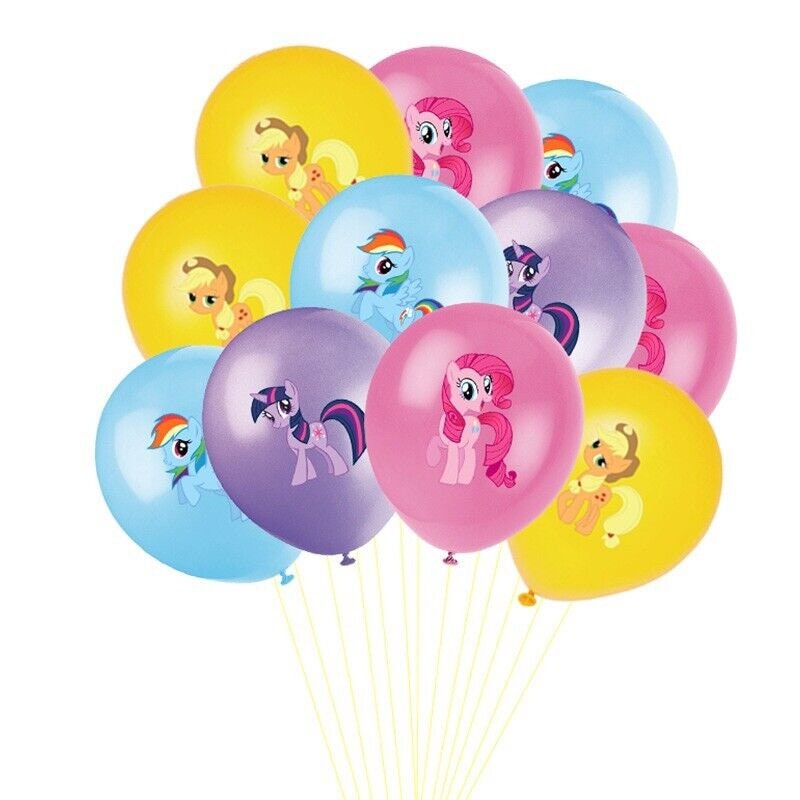 Pony balloons happy birthday kids banner  party set decor cake topper au