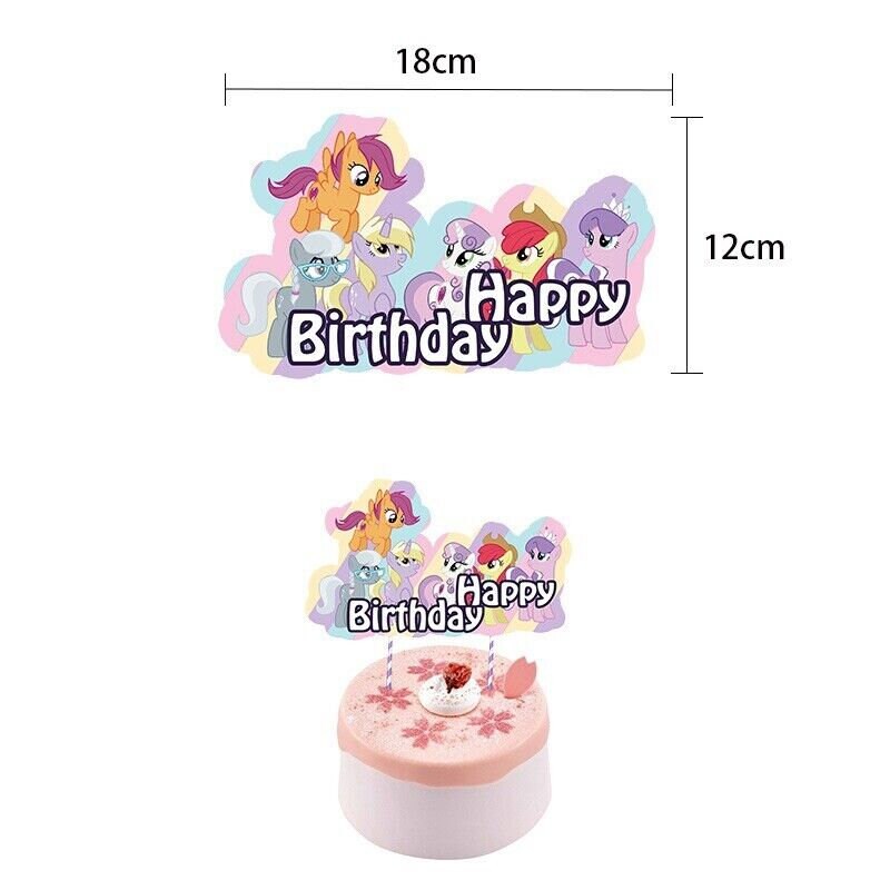 Pony balloons happy birthday kids banner  party set decor cake topper au