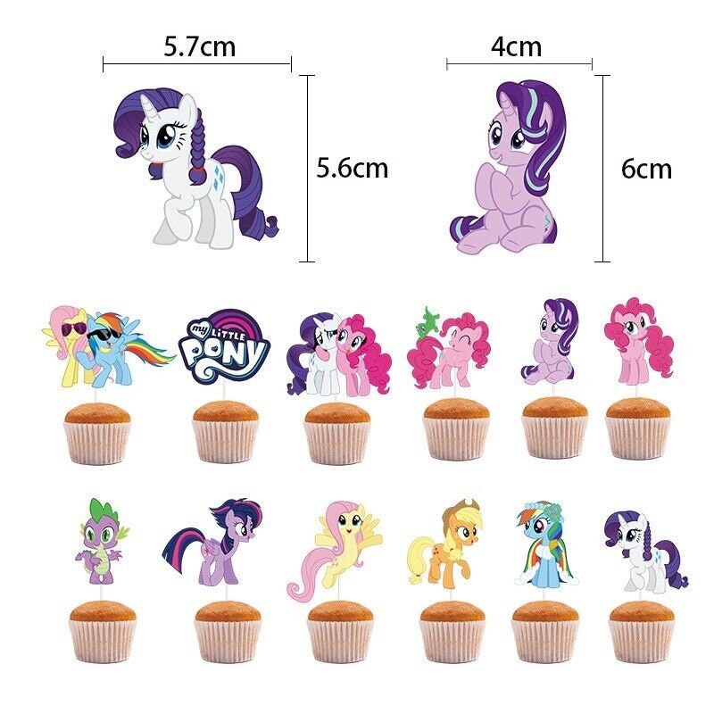 Pony balloons happy birthday kids banner  party set decor cake topper au