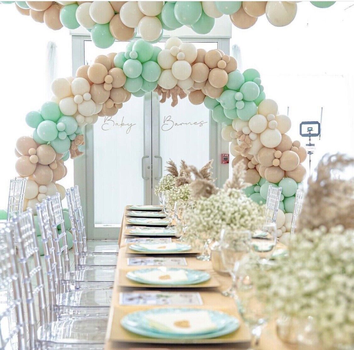 Balloon garland arch wedding baby shower birthday deco party macaron green beige