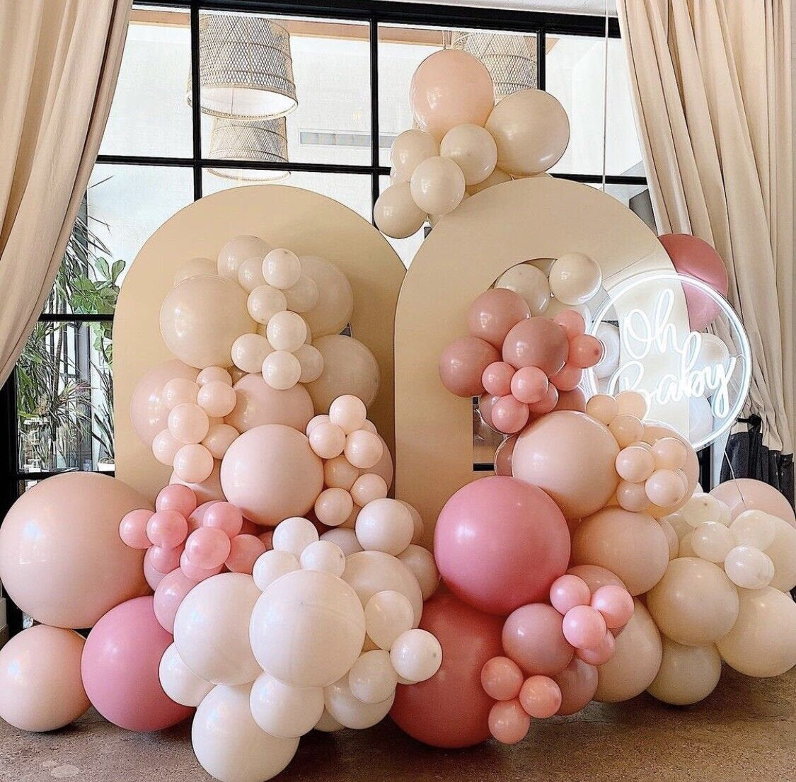 Balloon garland arch wedding baby shower birthday deco party pink beige