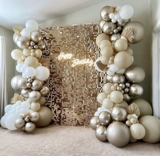 Balloon garland arch wedding baby shower birthday deco party beige gold white