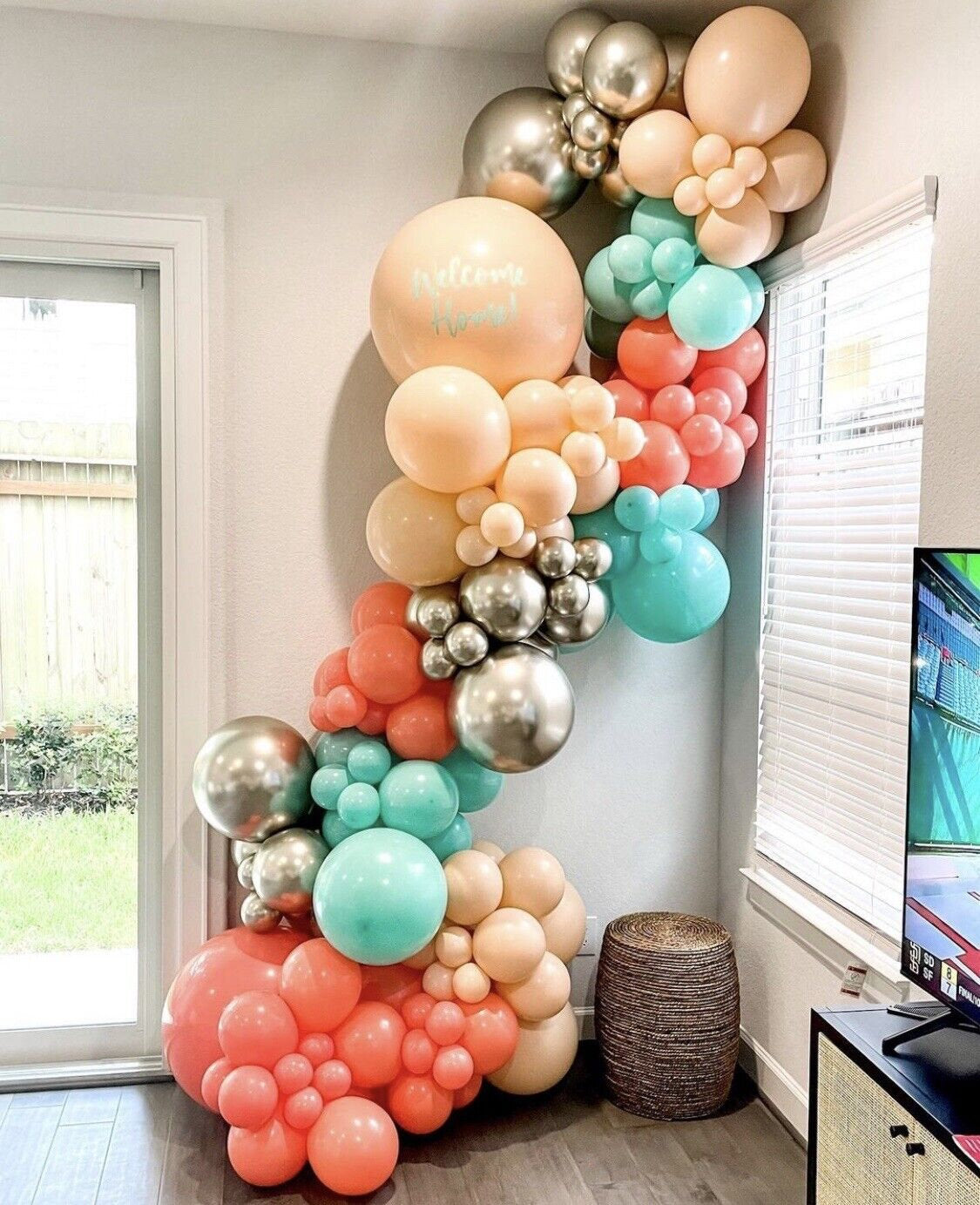 Balloon garland arch wedding baby shower birthday deco party coral gold beige